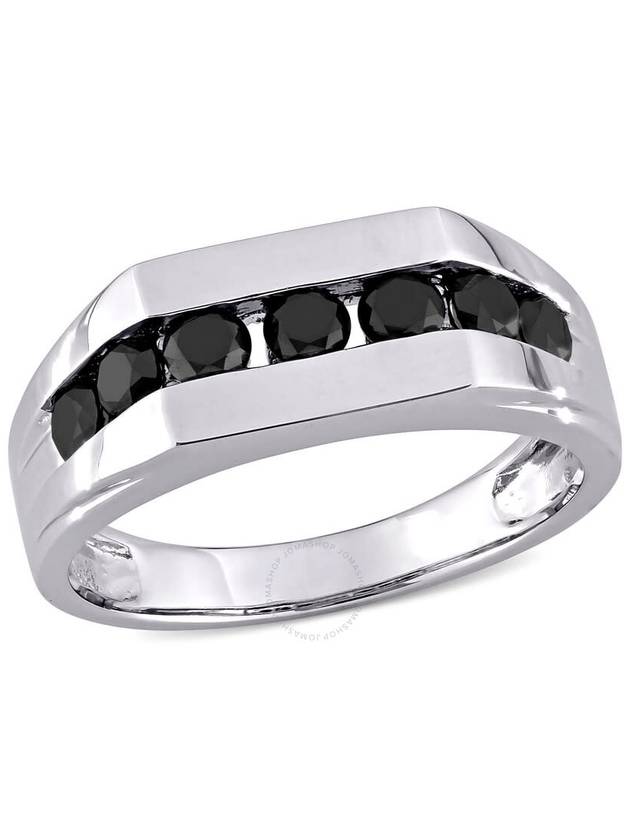 AMOUR 1 CT TW Men's Channel Set Black Diamond Ring In 10K White Gold - AMOUR - BALAAN 1