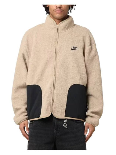 Sherpa Winter Zip-Up Jacket Khaki - NIKE - BALAAN 1