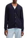 Joe Logo Embroidered Wool Cardigan Navy - A.P.C. - BALAAN 2