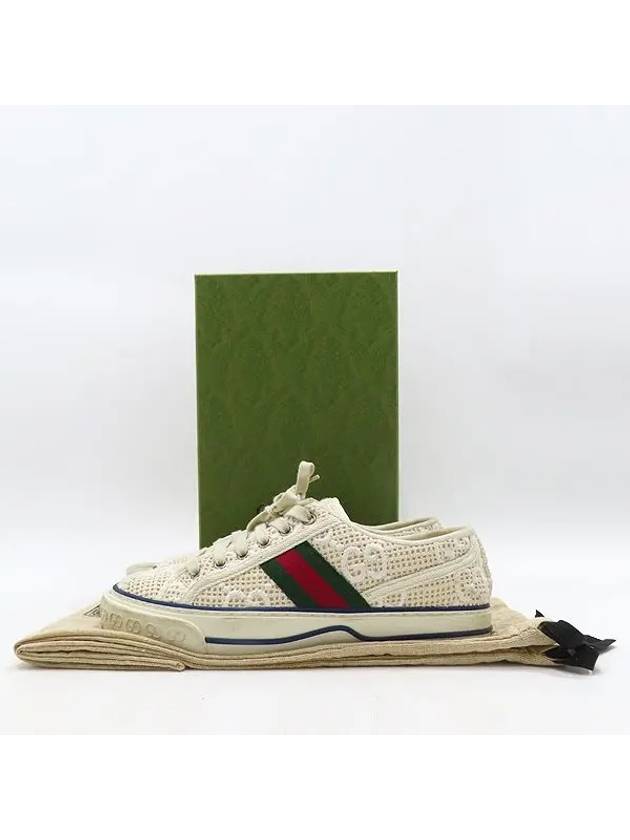 742022 Ivory White Color GG Crochet Cotton Embroidery Tennis 1977 Women s Sneakers Size 38 250MM - GUCCI - BALAAN 1