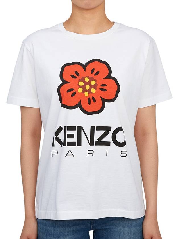 Women's Boke Flower Loose Fit Short Sleeve T-Shirt White - KENZO - BALAAN 2