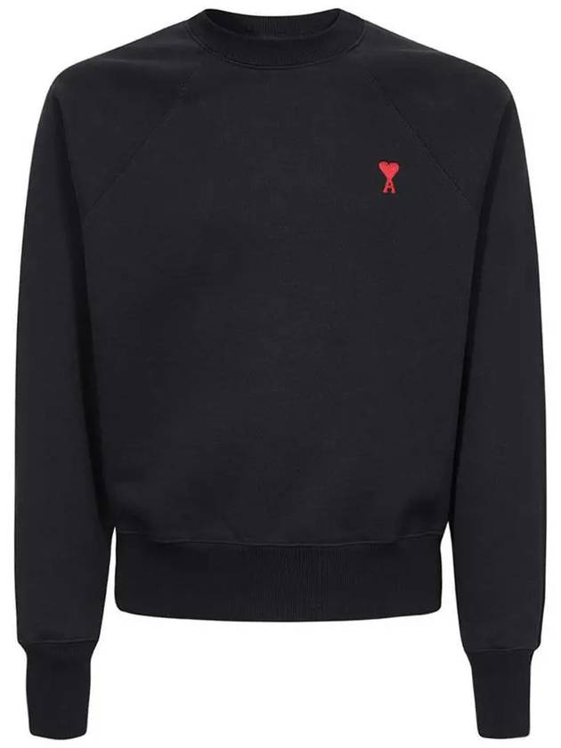 Small Heart Logo Sweatshirt Black - AMI - BALAAN 2