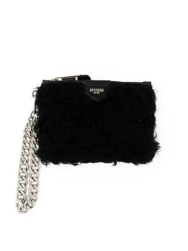 Fur Clutch Bag Black A8444 8213 - MOSCHINO - BALAAN 1