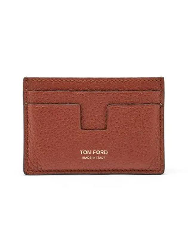 Classic Logo Grain Leather Card Wallet Brown - TOM FORD - BALAAN 2