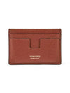 Classic Logo Grain Leather Card Wallet Brown - TOM FORD - BALAAN 3