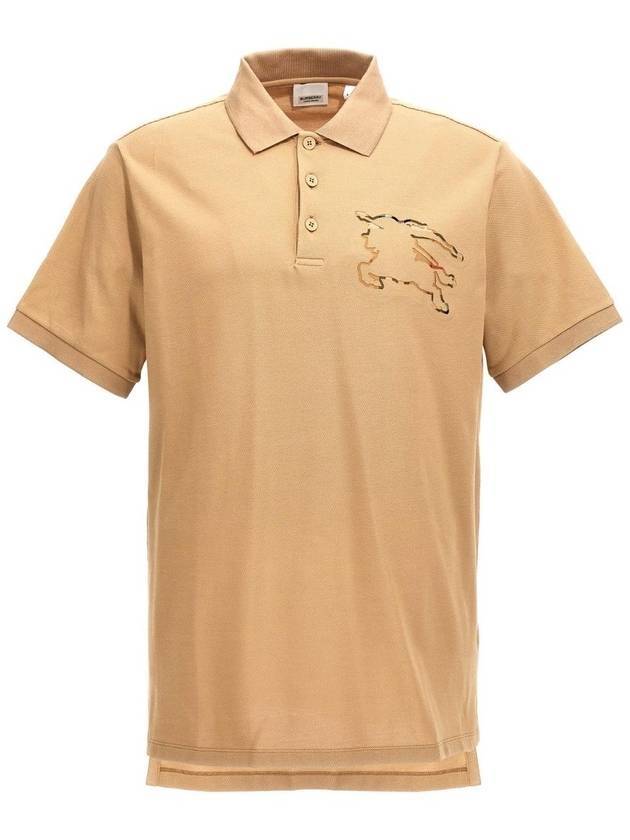 Check EKD Logo Print Cotton Polo Shirt Beige - BURBERRY - BALAAN 1