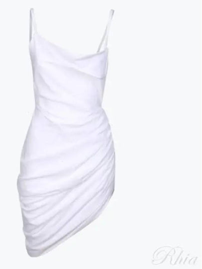 La Robe Saudade Asymmetric Draped Midi Dress White - JACQUEMUS - BALAAN 2