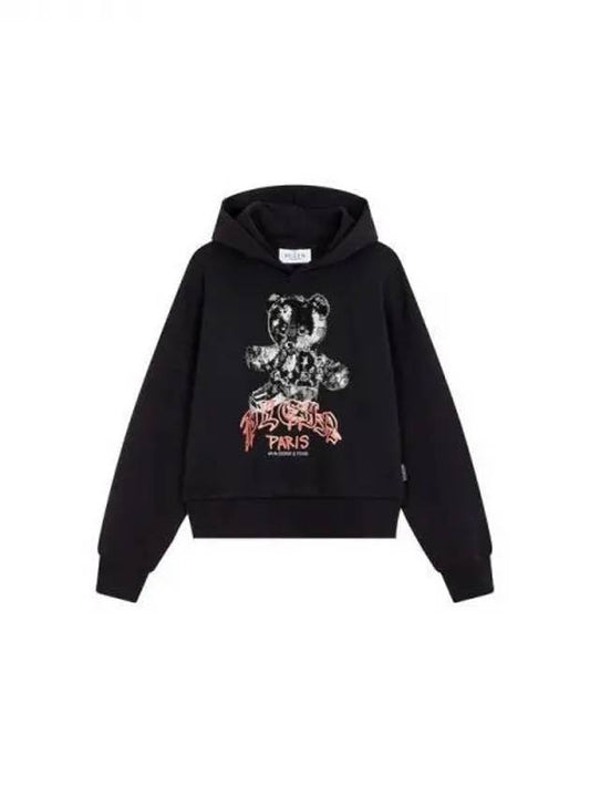 Women's Man Fit Teddy Hooded Sweatshirt Black 271256 - PHILIPP PLEIN - BALAAN 1