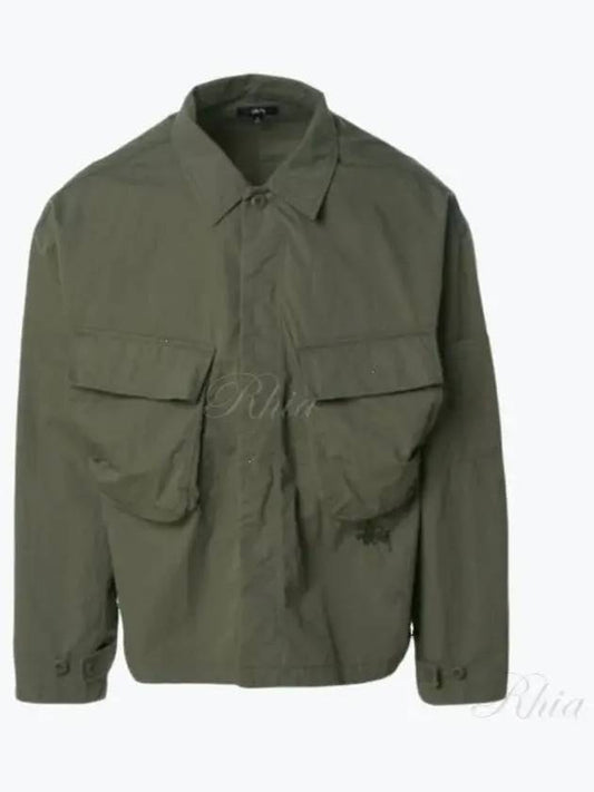 1110321 Olive Military Overshirt - STUSSY - BALAAN 1