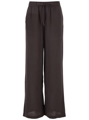 Black Pants With Elastic Drawstring Waist In Silk Woman - P.A.R.O.S.H. - BALAAN 1