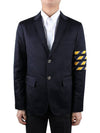 4 Bar Unconstructed Cotton Twill Classic Sports Jacket Navy - THOM BROWNE - BALAAN 3