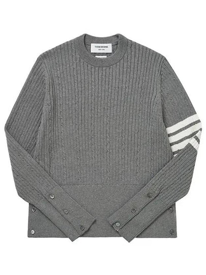 Baby Cable Cotton 4 Bar Crew Neck Knit Top Grey - THOM BROWNE - BALAAN 2