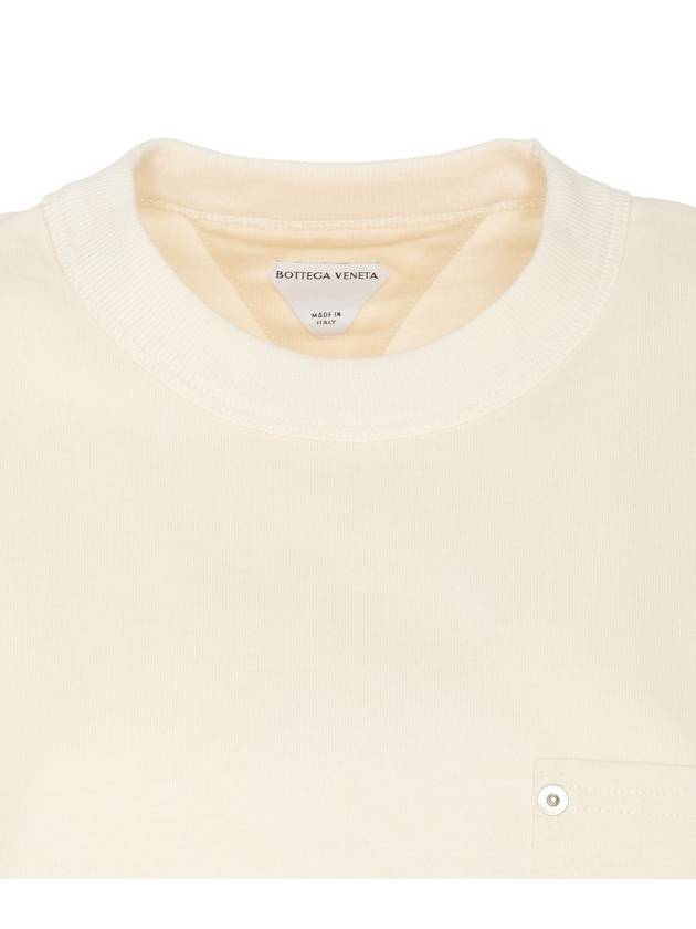 Croptop Cotton Short Sleeve T-Shirt Ivory - BOTTEGA VENETA - BALAAN 5