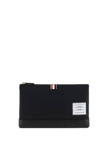 Nylon Large Zip Pouch Bag Black - THOM BROWNE - BALAAN 1