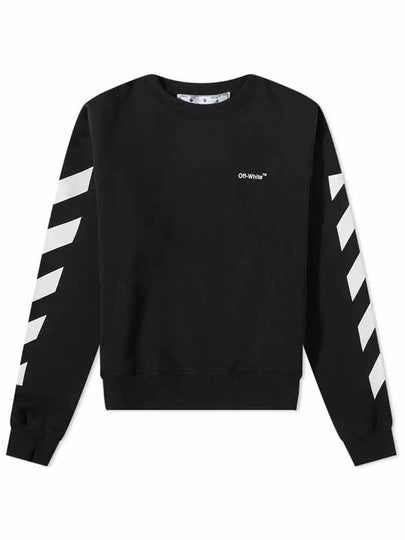 Diag Helvetica Over Brushed Long Sleeve Sweatshirt Black - OFF WHITE - BALAAN 2