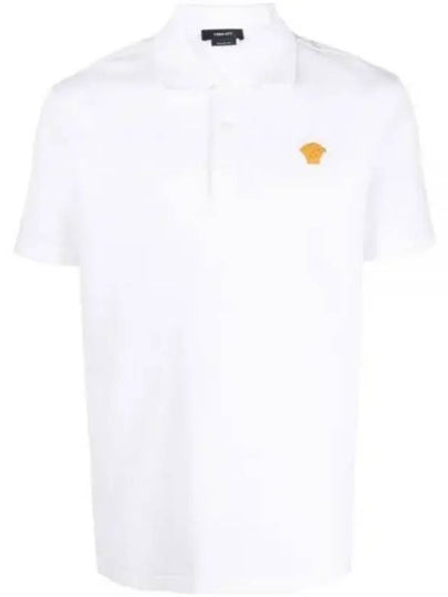 Embroidered Logo Polo Shirt White - VERSACE - BALAAN 2