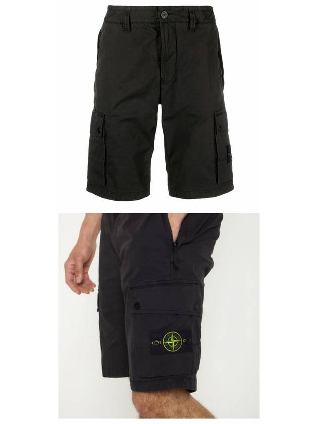 Logo Cotton Slim Cargo Shorts Black - STONE ISLAND - BALAAN 5