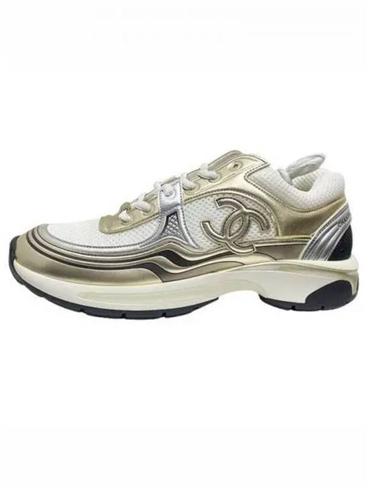 Fabric Laminated Low Top Sneakers Gold - CHANEL - BALAAN 2