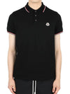 Montclair Men s Three Stripe Collar Wappen PK Short Sleeve Black 8A70300 84556 999 - MONCLER - BALAAN 1