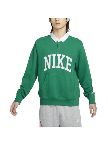 Club Fleece Long Sleeves Polo Shirt Green - NIKE - BALAAN 1