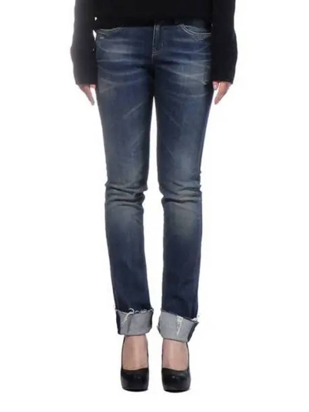 Women's Low Waist Cotton Skinny Jeans Blue - SAINT LAURENT - BALAAN 2