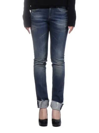 Women's Low Waist Cotton Skinny Jeans Blue - SAINT LAURENT - BALAAN 2