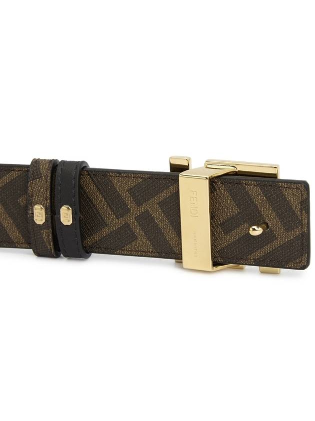 FF Buckle Pattern Reversible Leather Belt Black - FENDI - BALAAN 8