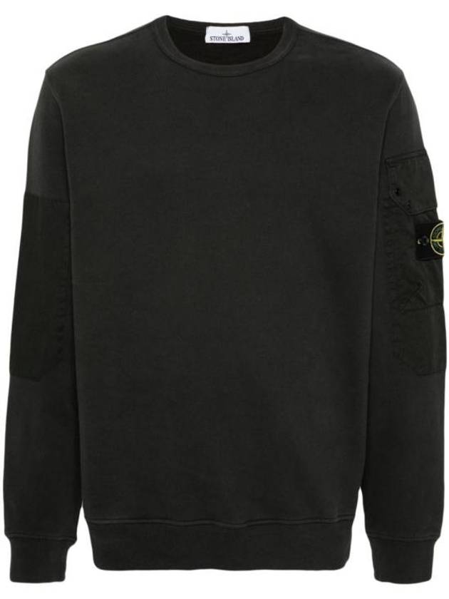 Brushed Organic Cotton Fleece Sweatshirt Grey - STONE ISLAND - BALAAN 2