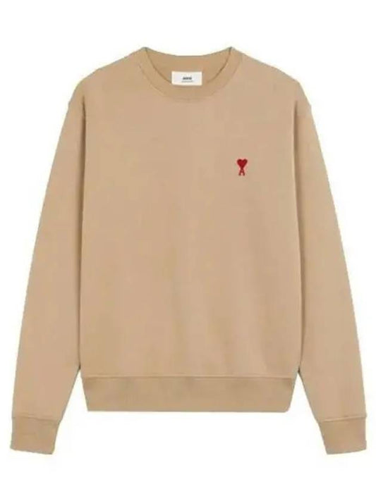 Cotton Heart Logo Sweatshirt Champagne - AMI - BALAAN 2