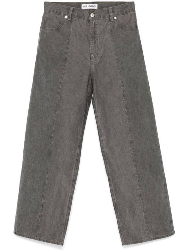 Fatigue Cut Pigment Coated Weave Jeans Olive - OUR LEGACY - BALAAN 1