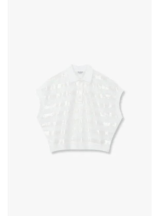 Women s Sequin Striped Pique Shirt White - BRUNELLO CUCINELLI - BALAAN 1