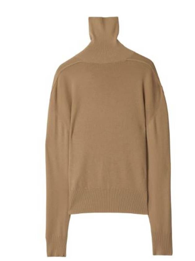 Roll Neck Wool Knit Top Flax - BURBERRY - BALAAN 4