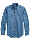 Classic Fit Denim Long Sleeve Shirt Blue - POLO RALPH LAUREN - BALAAN.