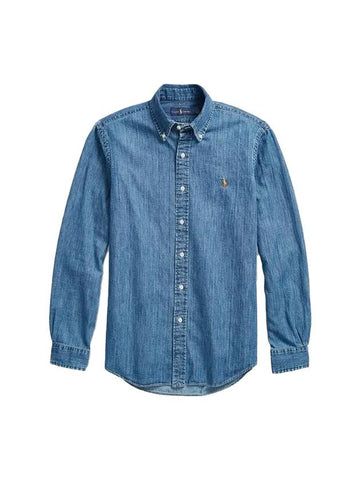 Classic Fit Denim Long Sleeve Shirt Blue - POLO RALPH LAUREN - BALAAN.