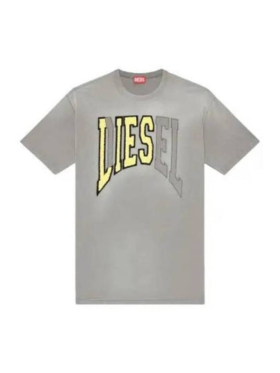 T Wash N Oversized Lies Logo Short Sleeve T-Shirt  Grey - DIESEL - BALAAN 2