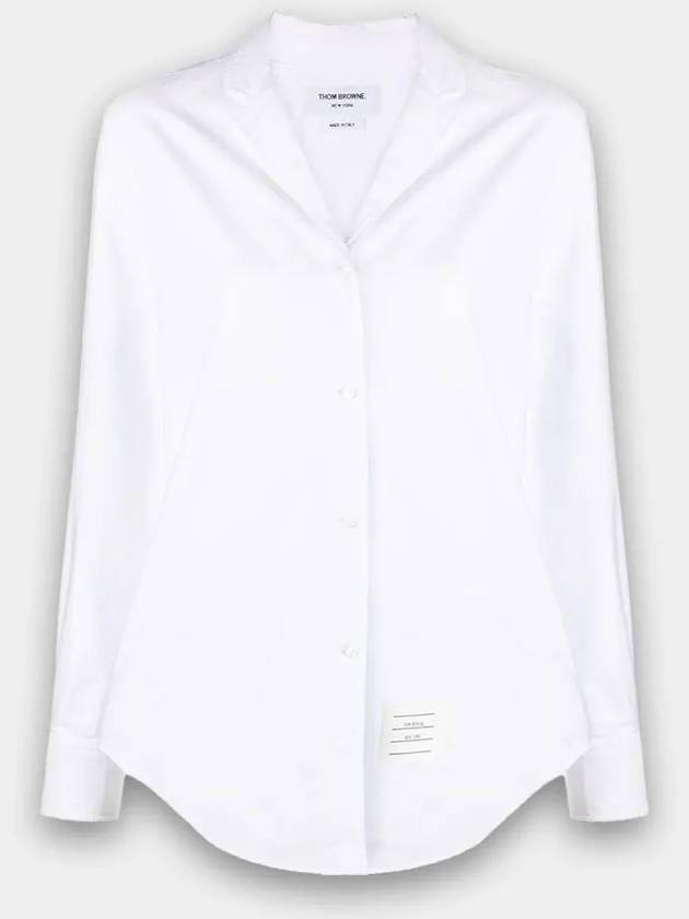 Logo Patch Long Sleeve Shirt White - THOM BROWNE - BALAAN 2