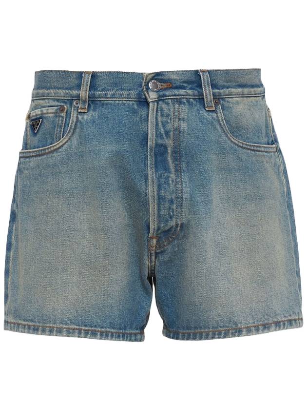 Men's Bermuda Wash Denim Shorts Light Blue - PRADA - BALAAN 1