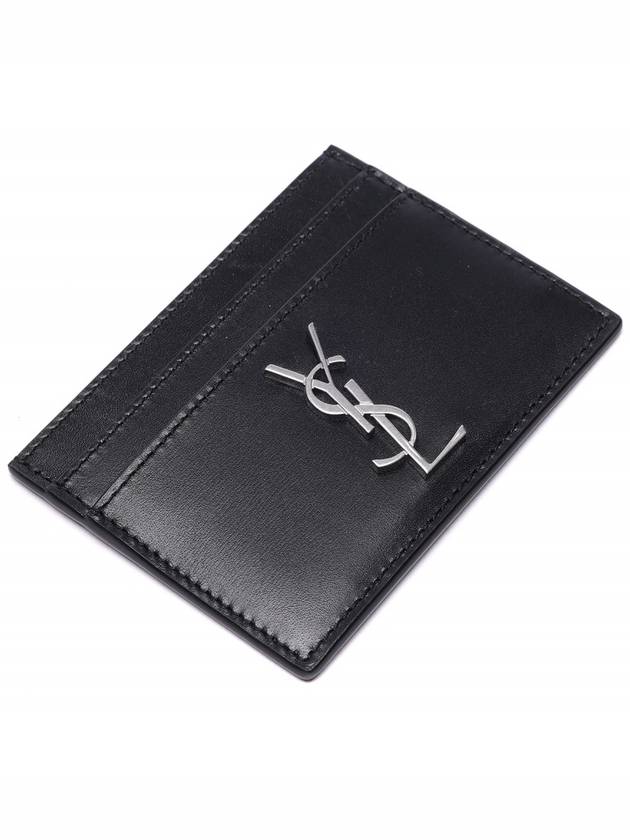 Monogram Card Case in Smooth Leather Black - SAINT LAURENT - BALAAN 6