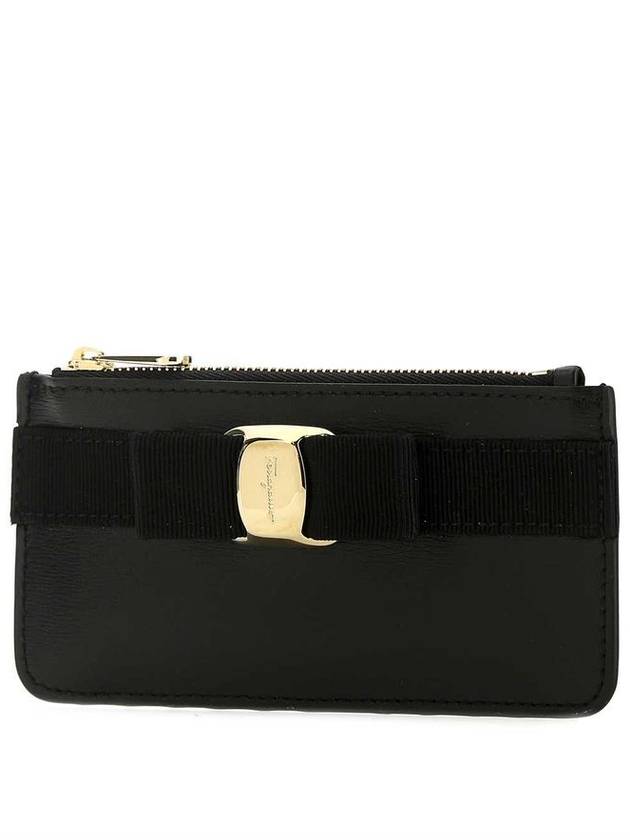 New Vara Bow Zipper Card Wallet Black - SALVATORE FERRAGAMO - BALAAN 3