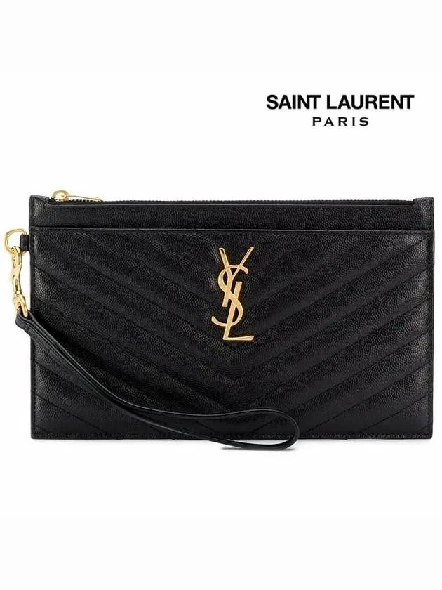 Cassandre Matelasse Large Zipped Clutch Bag Black - SAINT LAURENT - BALAAN 3