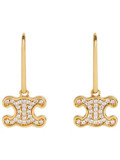 Triomphe Rhinestone Earrings Gold - CELINE - BALAAN 2