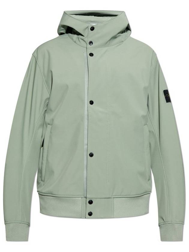 Light Soft Shell Zip-Up Hoodie Sage Green - STONE ISLAND - BALAAN 1