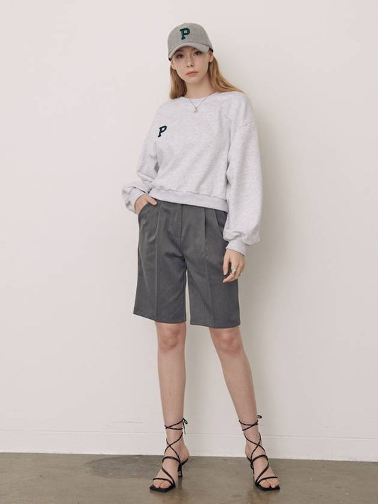 e Women's Crop Sweatshirt Gray - PRETONE - BALAAN 1