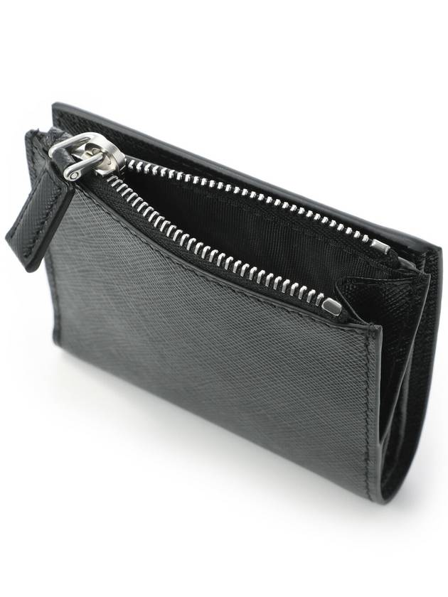 Triangle Logo Saffiano Half Wallet Black - PRADA - BALAAN 4