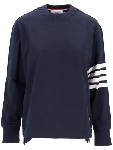 LONG SLEEVE RUGBY TEE W/ ENGINEERED 4 BAR IN MEDIUM WEIGHT JERSEY - THOM BROWNE - BALAAN 1