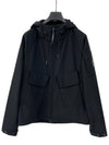 Lens Wappen Hooded Jacket Black - CP COMPANY - BALAAN.