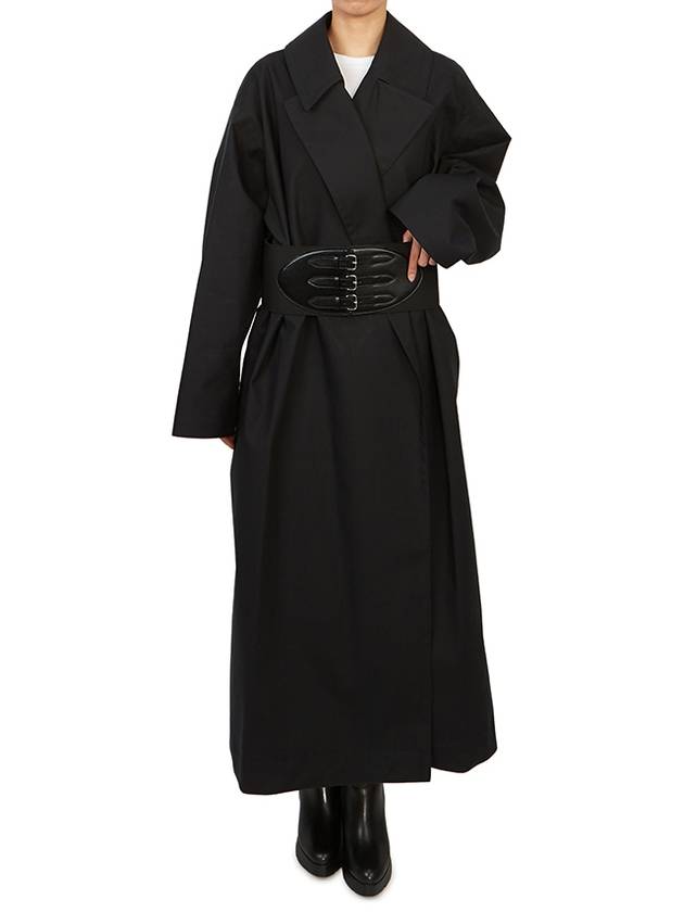 Belted Cotton Trench Coat Black - ALAIA - BALAAN 9