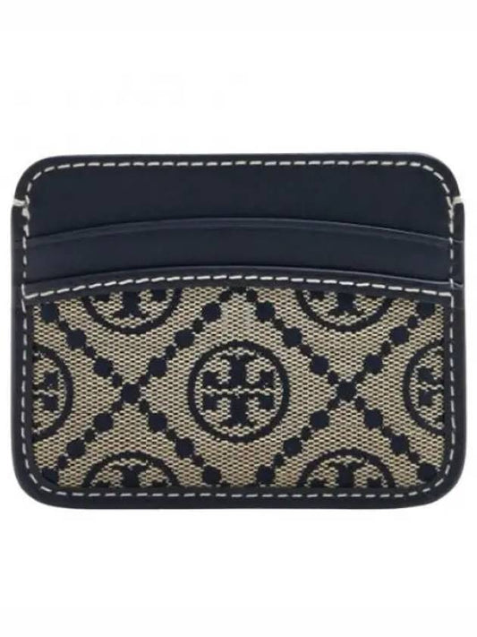 T Monogram Jacquard Card Wallet Navy - TORY BURCH - BALAAN 2