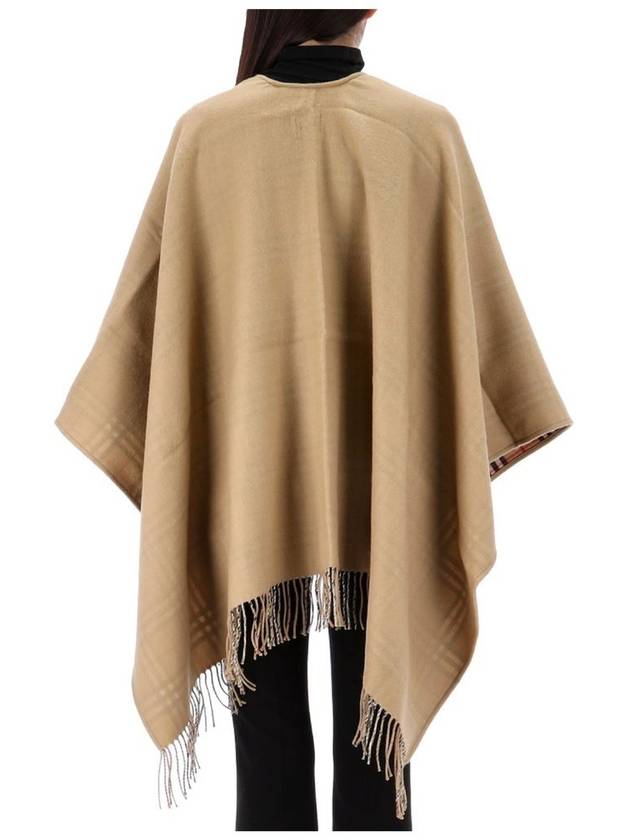 Women's Check Reversible Wool Cape Beige - BURBERRY - BALAAN 5