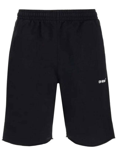 Diagonal Logo Print Shorts Black - OFF WHITE - BALAAN 1